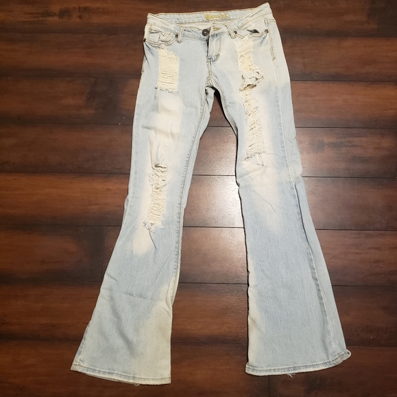 Gen 25 Denim - Gen 25 Stylish Distressed Flared Jeans